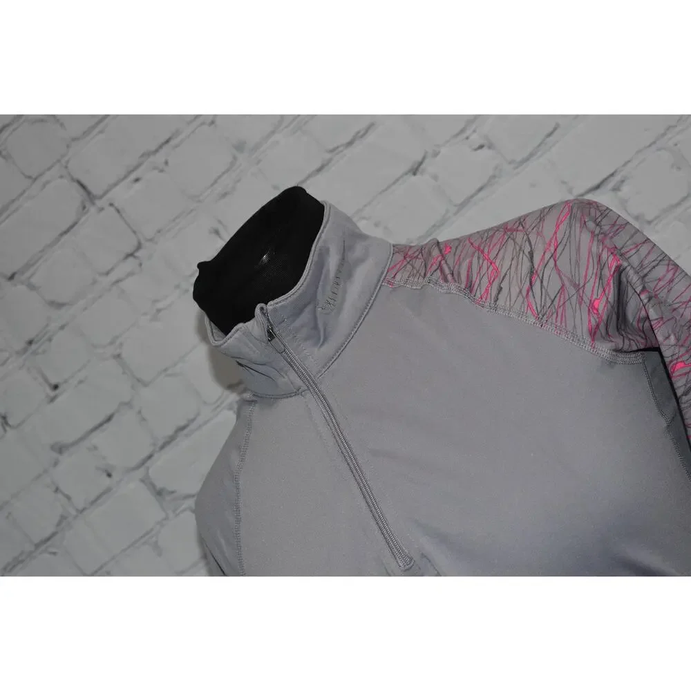 Nike Pro Combat Shirt Womens Size Medium Fitted 1/4 Zip Dri-Fit Performance Gray